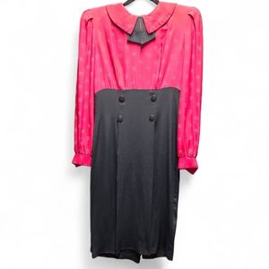 Vintage 1980's Karin Stevens Long Sleeve Peter Pan Collar Wiggle Dress Size 6